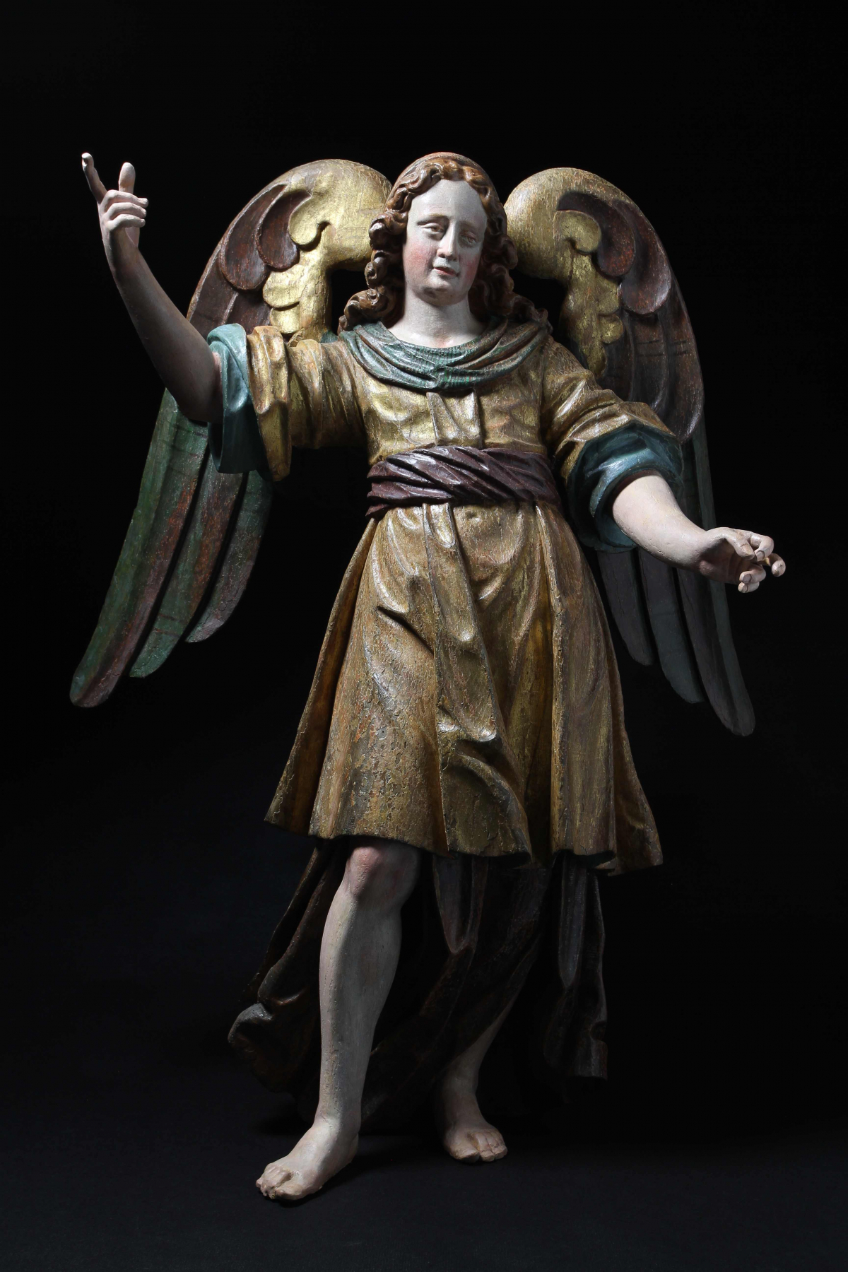 Unknown author, Angel, 17th century, sculpture, polychromed wood, h. 125, 5 cm, unmarked, Regional Gallery Liberec, restorer: Alena Krahulíková